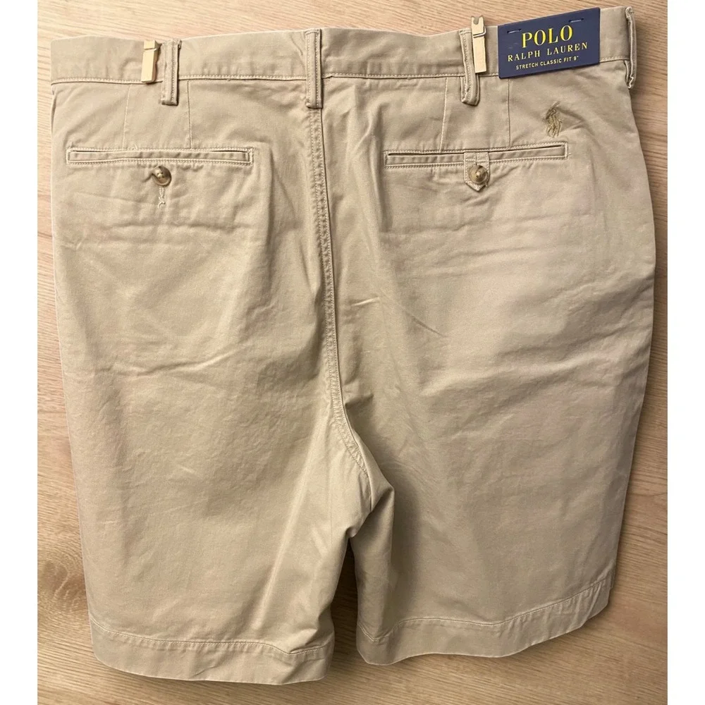 Polo Ralph Lauren Chino Shorts Tan Stretch Classic Fit Mens 38 NEW